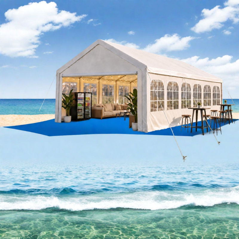 Spacious Gazebos(Must include Frame) with Storage, Metal Modern Party Tent, White