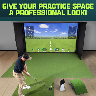 GoSports 10 x 6 ft Golf Simulator Turf - 15 mm ELITE Golf Mat for Indoor Home Setups