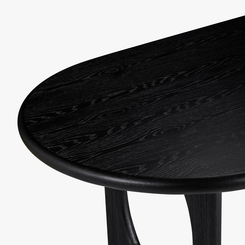 Eva Wood Oval Shaped Dining Table Oak Finish with Unique Pedestal Style Legs for Dining Area or Modern Interiors, Black