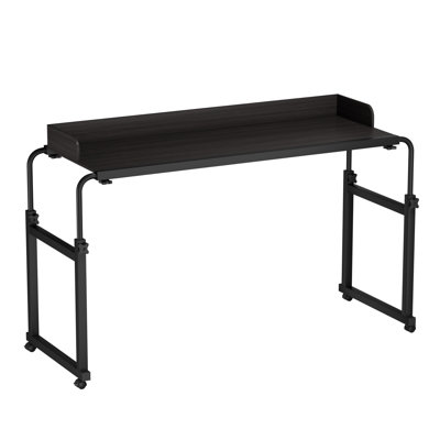 120x40CM Height Adjustable Overbed Table with Wheels, Rolling Over-the-Bed Laptop Desk with Raised Baffle, Home Office Bedroom Hospital Workstation Ta
