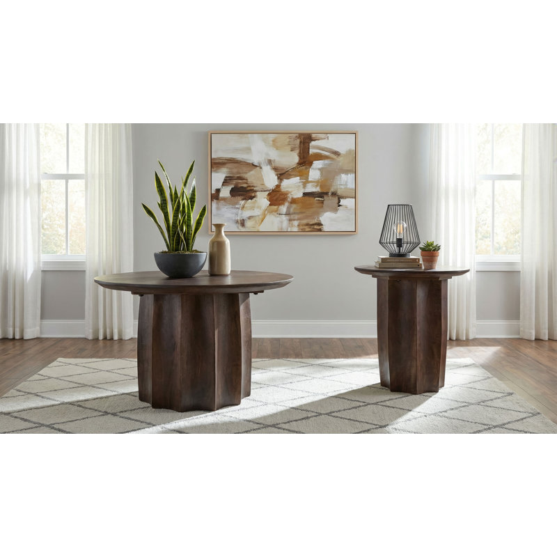 Cayenne 2-piece Solid Mango Wood Coffee Table Set Walnut