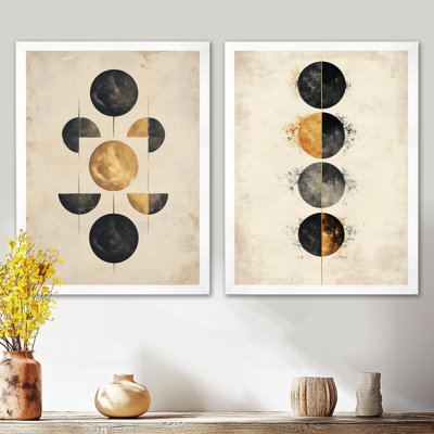 «Lunar Phases - Celestial Abstract», art mural sur toile 2 pièces