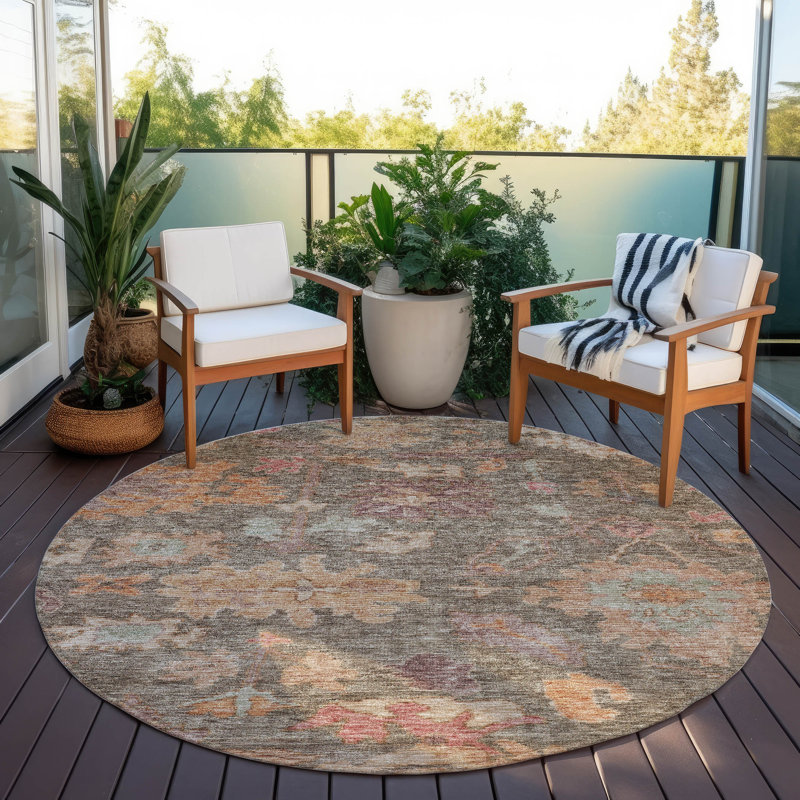 Tapis brun intérieur / extérieur lavable à la machine Cicel ACN1108, Rond 8 pi