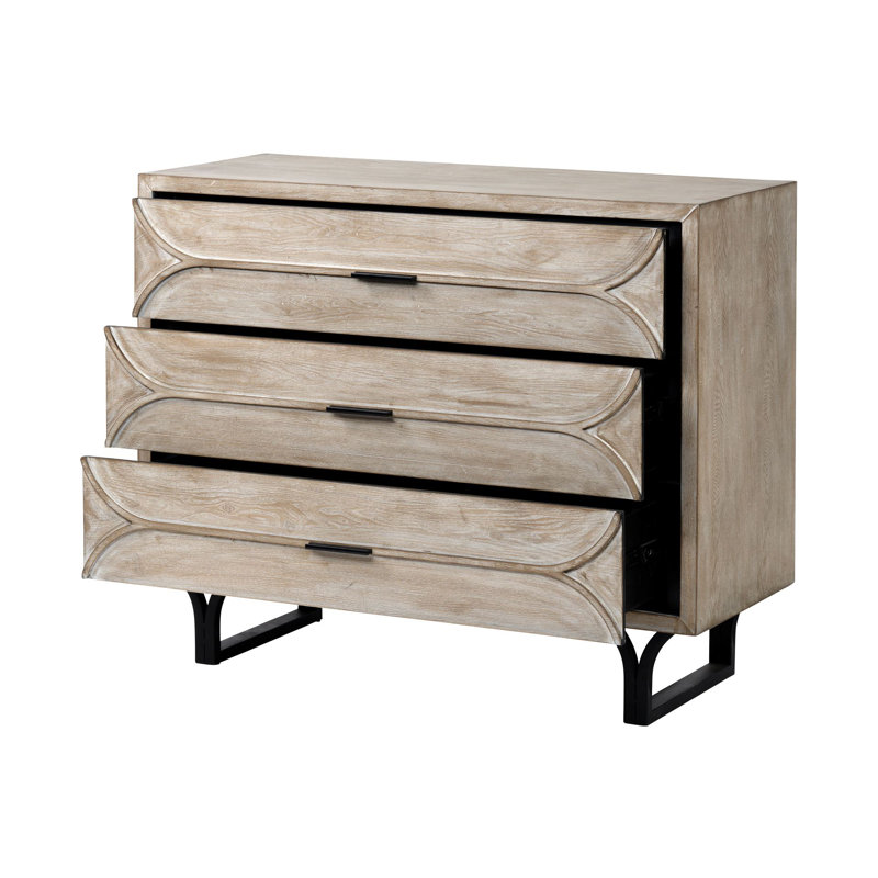 Iron 3 - Drawer Accent Chest, Light Brown