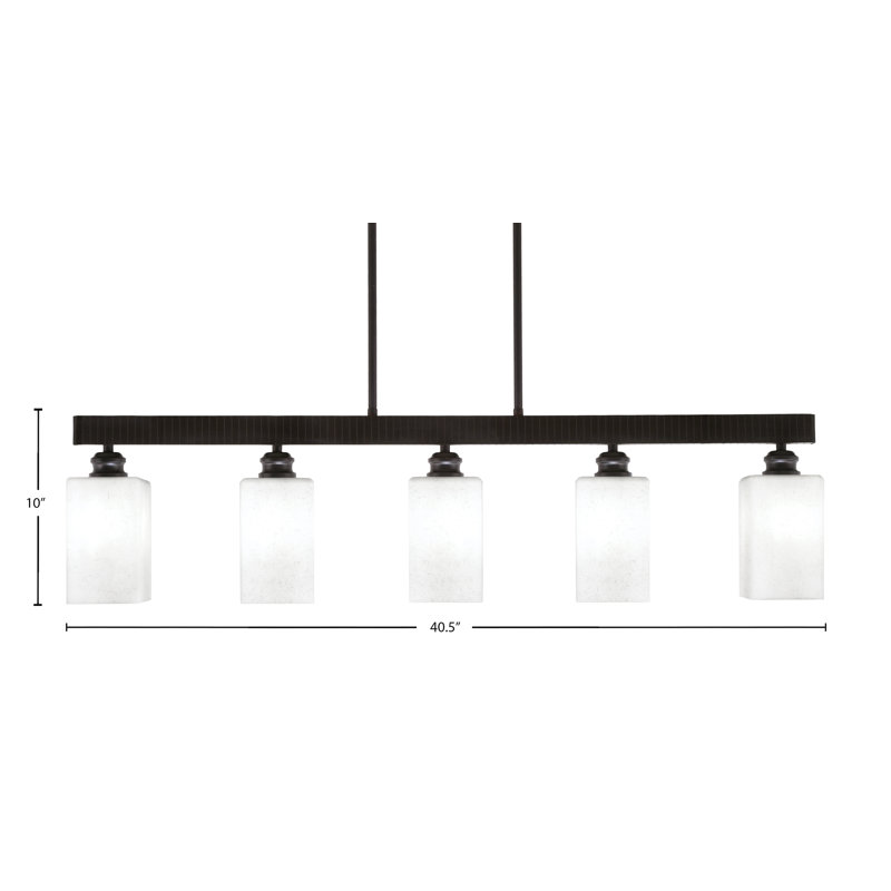 Barre d'éclairage 5 lumières Edge avec verre carré blanc en mousseline 4 po, Espresso