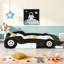 Lit plateforme en forme de voiture de course avec roulettes, parfait pour les chambres d'enfants, combinant plaisir et fonctionnalité.-1234411111