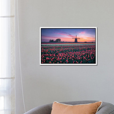 Windmill And Tulips by Dick Van Duijn - Print on Canvas