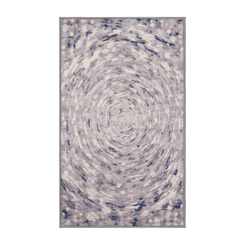 Tapis gris soyeux et moelleux, Rectangle 7 pi x 9 pi