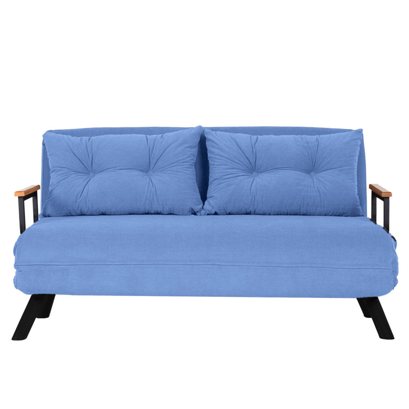 Canapé-lit rembourré 54,3 po Sherri-Ann, 100 % polyester bleu