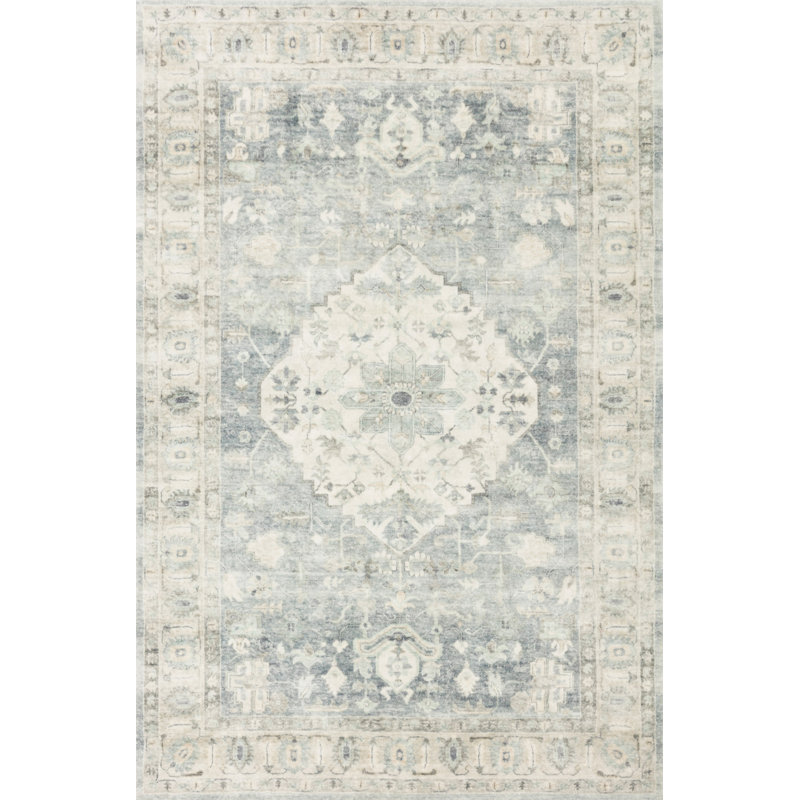Tapis oriental denim / brouillard Sera, Rectangle 2 pi 2 po x 3 pi 8 po
