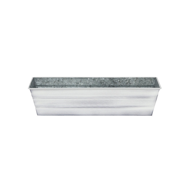 Small White Galvanized Flower Box with Black Brackets