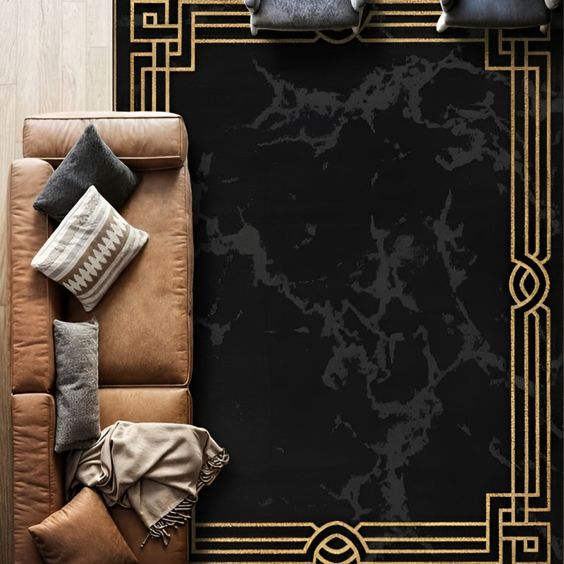Monaco Series Abrstract Black/Gray/Ivory/Beige Area Rug, Rectangle 7'9" x 10'2"