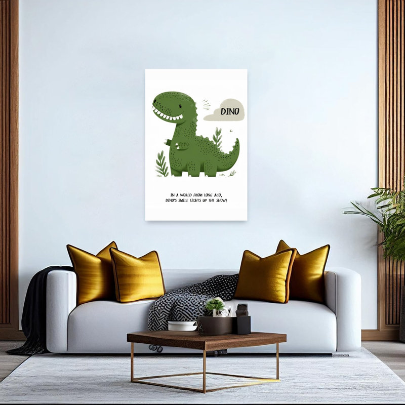 Dino'S Grin Delight Playful Abstract Contemporary Animal Landscape Wall Art Print, 152.4cm H x 101.6cm W