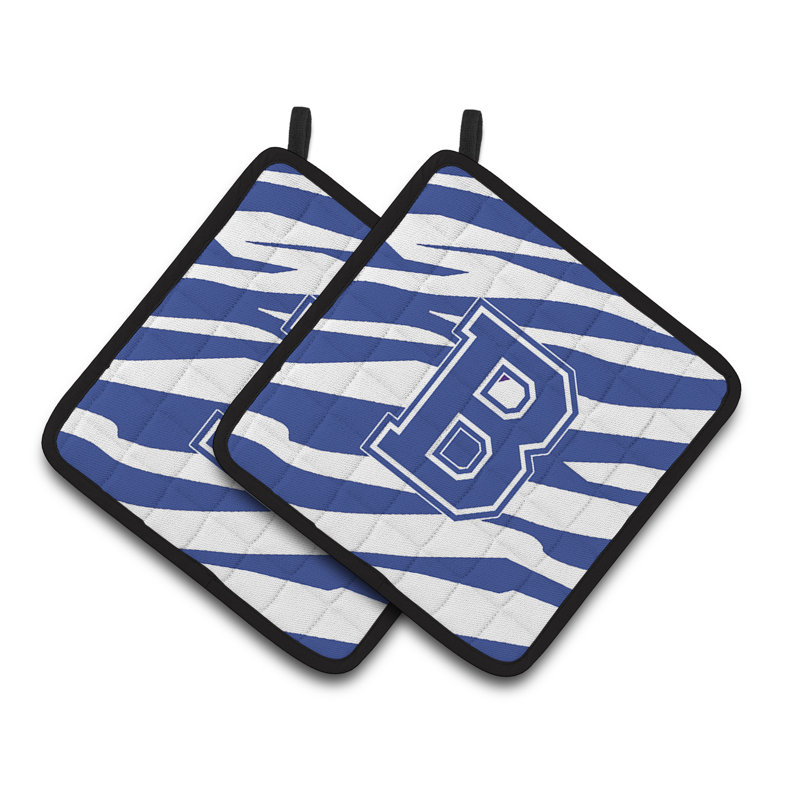 Tiger Stripe Potholder, Bleu blanc, B