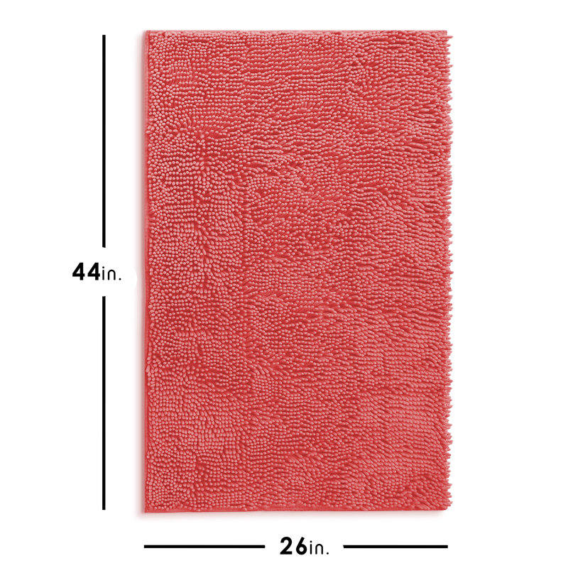 Tapis pour salle de bain en chenille ultra absorbant Kalyce, L 26 po x L 44 po, Rose