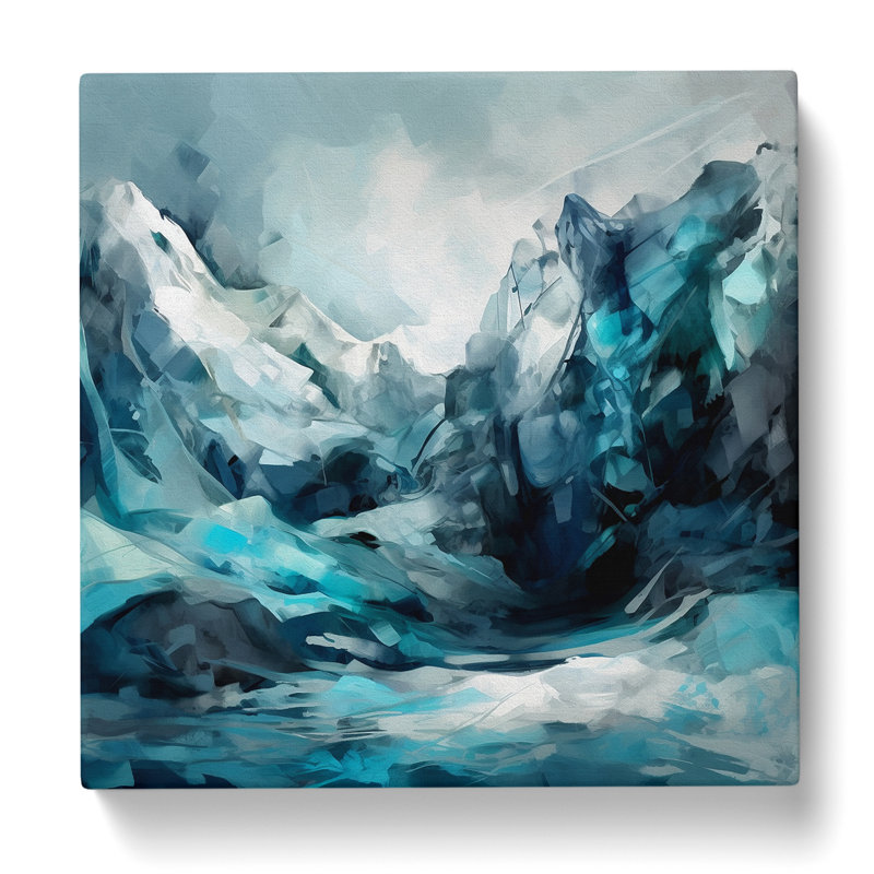 Glacier Gestural Art No.6 - Wrapped Canvas, 50cm H x 50cm W x 3cm D