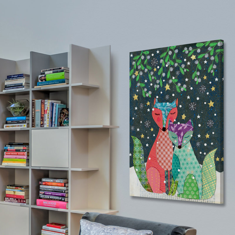 Winter Foxes 1 Piece Wrapped Canvas Painting, 91cm H x 61cm W x 3.81cm D