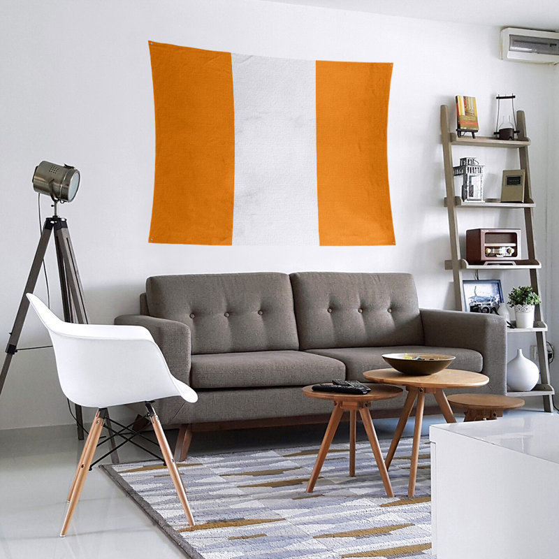 Tapisserie en polyester Tampa, H 27,5 po x l 37,5 po, Orange / blanc