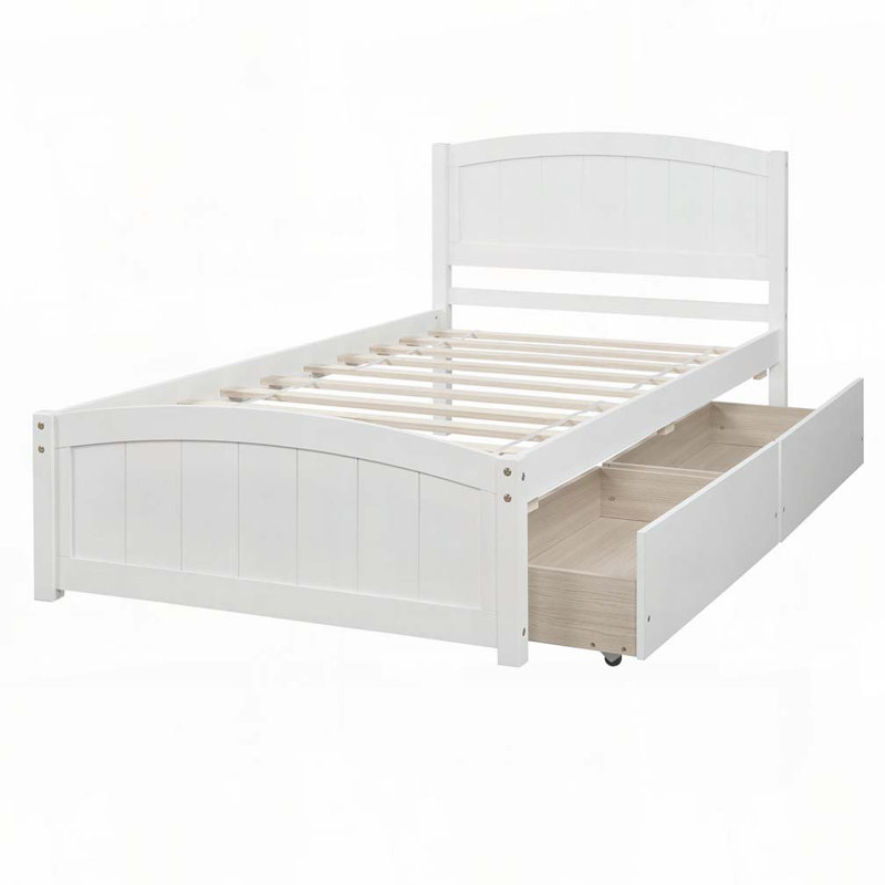 2-Drawers Storage Bed, White