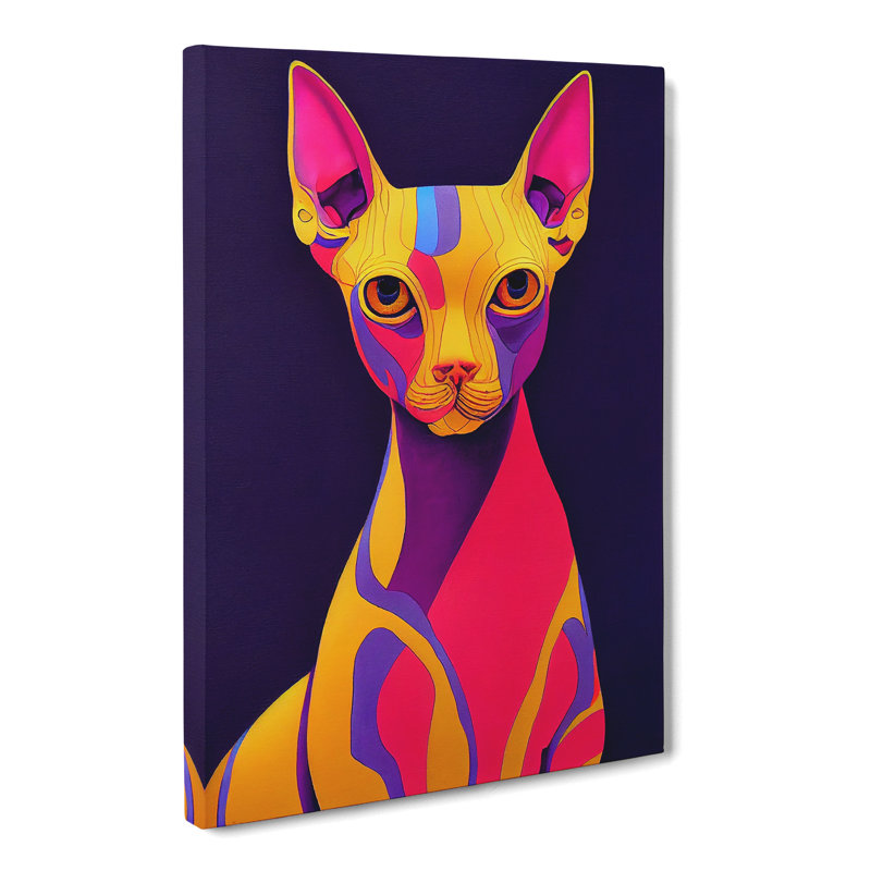 Sphynx Cat Hydrodipped - Wrapped Canvas, 76cm H x 50cm W x 3cm D