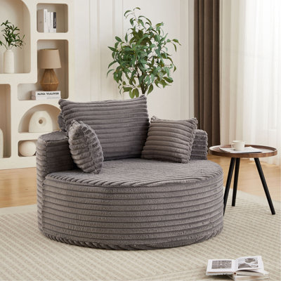 Boneless 55''L Chenille Foam Single Swivel Chair, Fluffy Modern Sleeper, 360 Degree Swivel Chair For Living Room, Bedroom, Lounge And Projection Room
