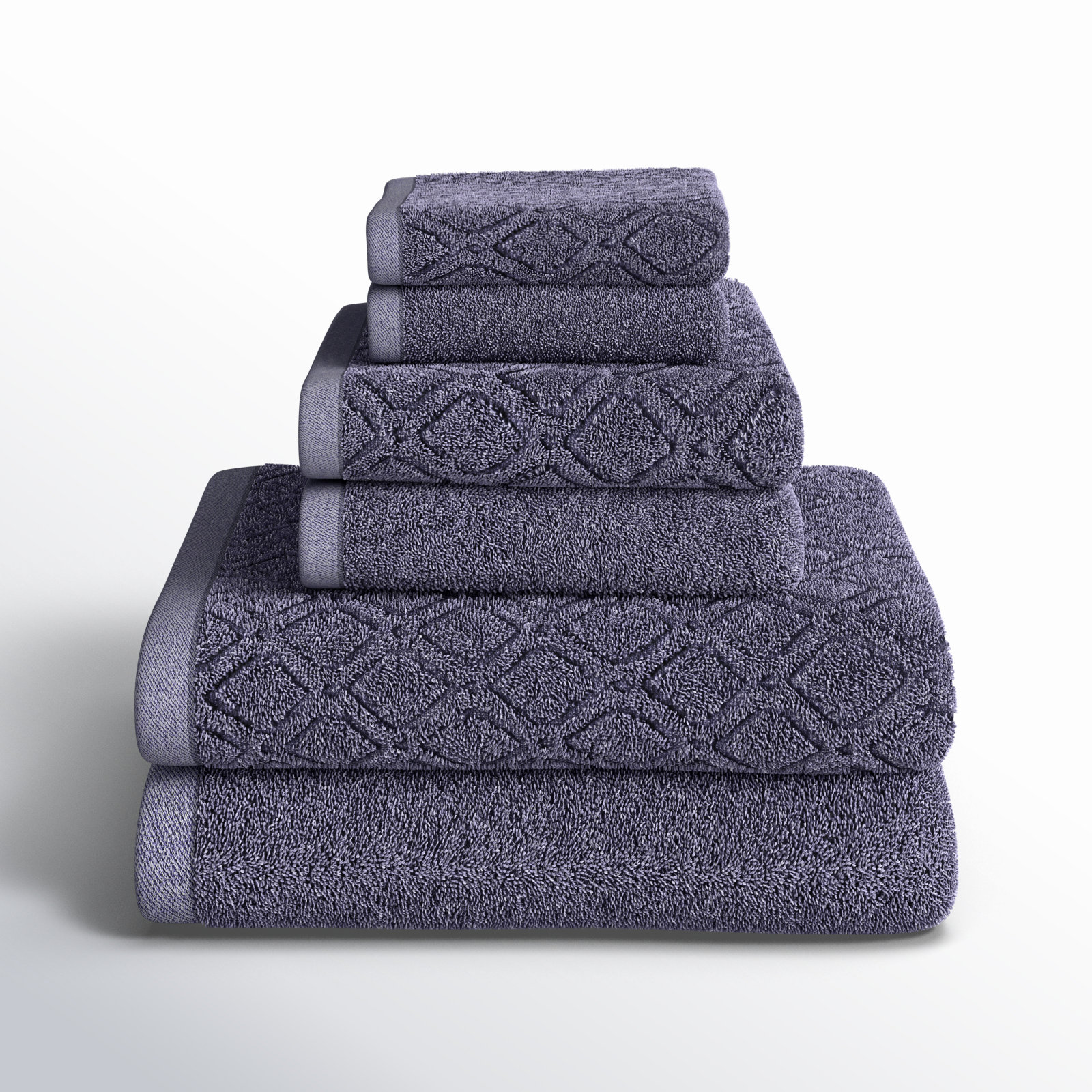 Guiness 6 Piece 100% Cotton Towel Set, Navy Blue