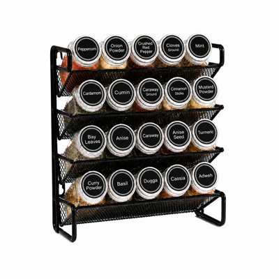 Ensemble de rangement à épices avec pots à épices, 386 étiquettes, marqueur à craie et entonnoir pour armoire, comptoir, garde-manger, armoire ou fixation murale et de porte
