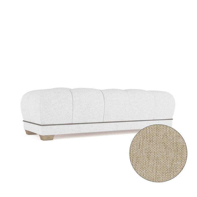 Hudson Ottoman, Plush Velvet Oyster, Weathered