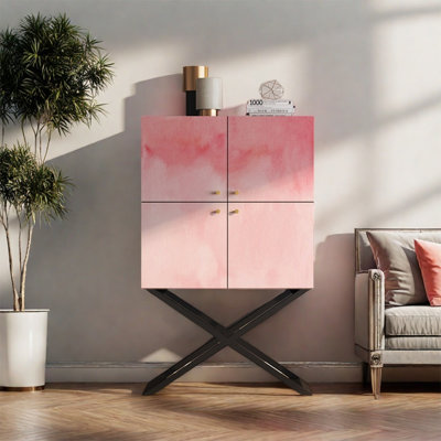 Four Door Cabinet with Drawers and Walnut Top