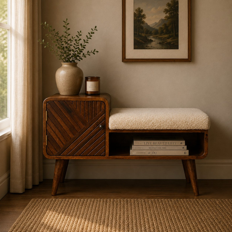 Parthenia Cotton Blend Upholstered Storage Bench