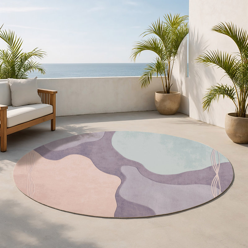 Tapis intérieur et extérieur Seafoam Glow, Rond 5 pi