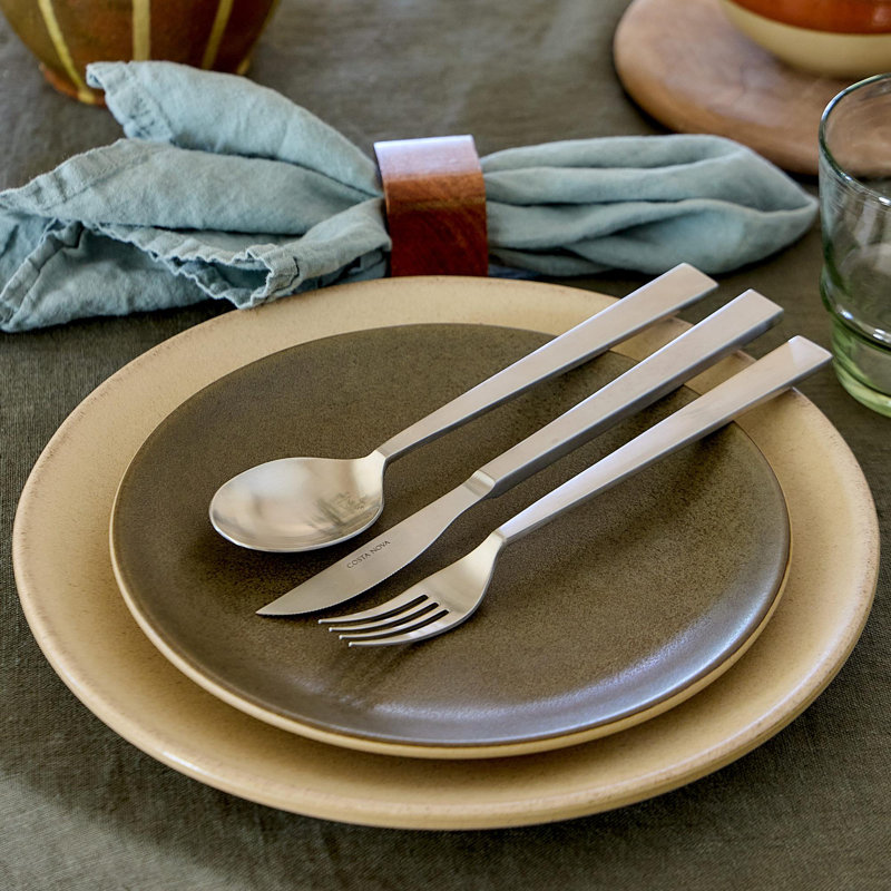 Sen Flatware 5 Pieces, Brushed Silver