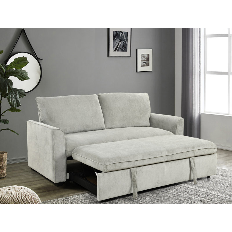 Canapé-lit futon avec tissu convertible Modern, Gris clair