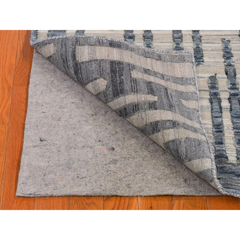Tapis large noué à la main 2 pi 6 po x 8 pi 3 po bleu en laine pure et texturée 8EE753F9C99A4C53858954B0E19D4A43
