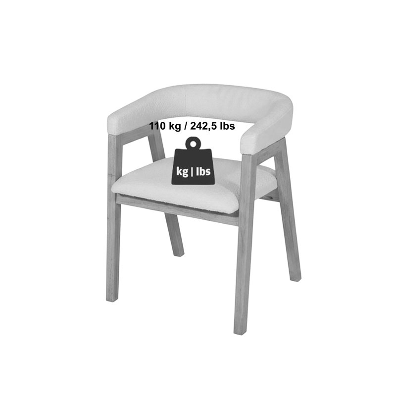 47cm H Boucle Upholstered Low Back Armchair in White, Black