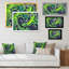 Art fluide vert et bleu acrylique - œuvre d'art moderne et contemporaine sur toile-1708089744-1708089751