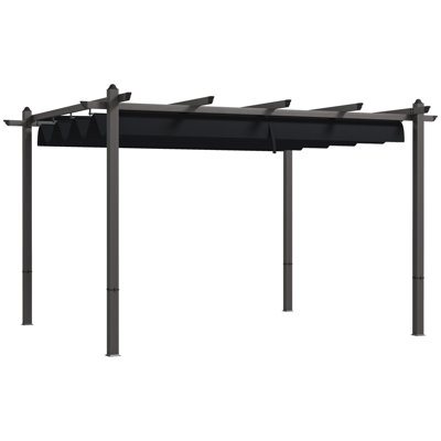 Auvent rétractable pour pergola 10 'x 12', pergola en aluminium à grain de bois, abri extérieur pour barbecue, jardin, patio, cour, terrasse