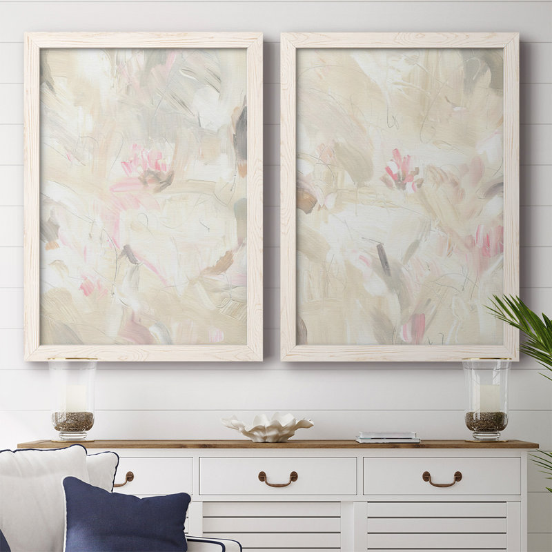 Toile encadrée «Soft Abstraction I» - prêt à accrocher, Blanc, H 27,5 po x l 75 po x P 1,5 po