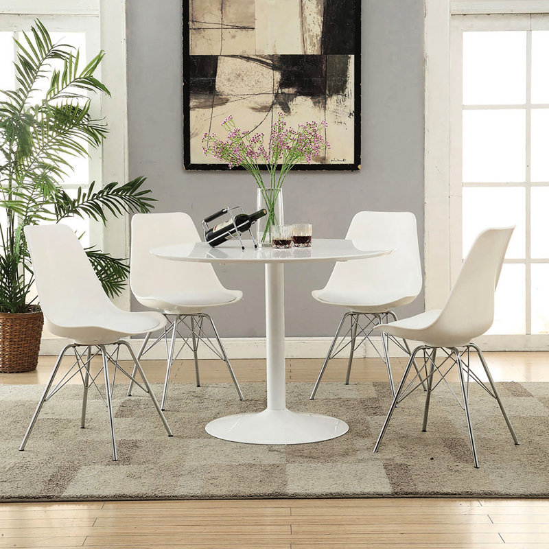 Table de salle à manger blanche avec base en métal, parfaite pour une utilisation quotidienne de 40 pouces de large
