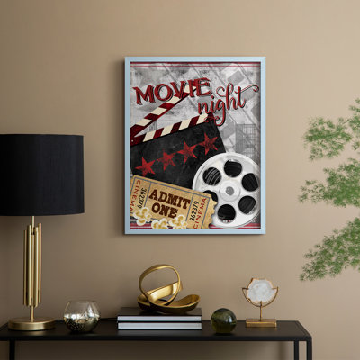 «Movie Night II», reproduction encadrée - bois massif