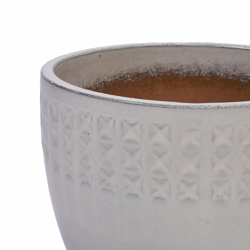 Colorful Ceramic Flowerpot, Ancient White