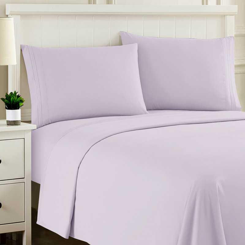Luxurious Classic Soft Solid 1800 Series Microfiber Sheet Set, Various Colors and Sizes, Lilac, Twin XL