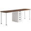 Bureau en noyer de style nordique avec pieds et tiroir en métal blanc convenant aux besoins de bureau à domicile et de rangement