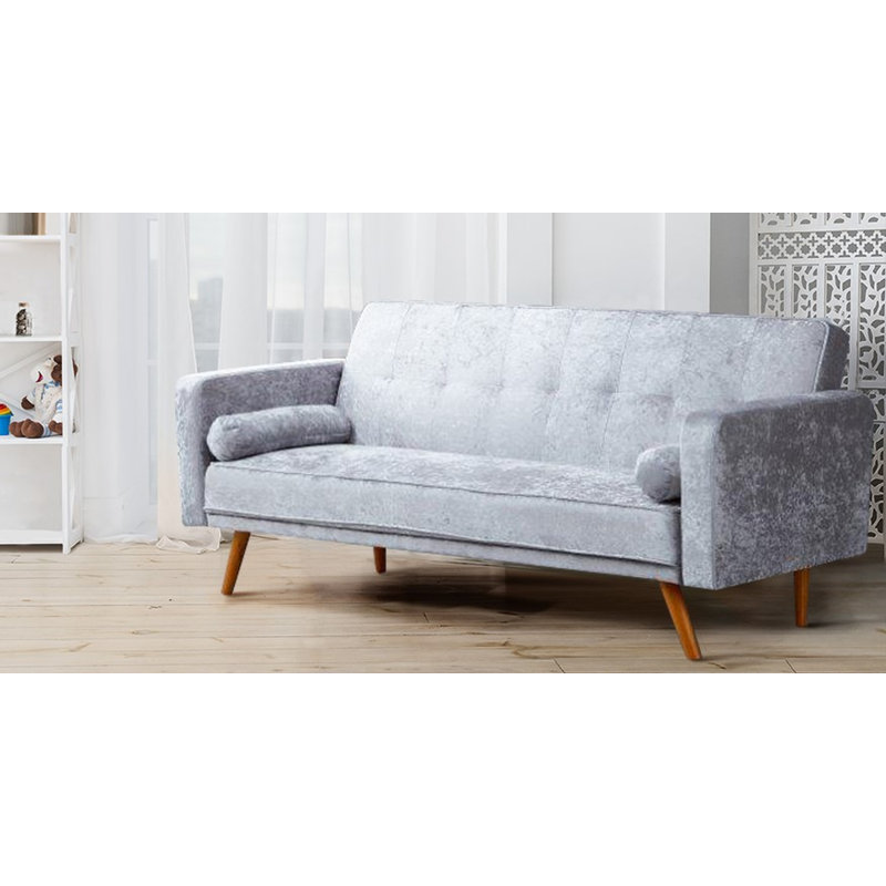 Carlee 3 Seater Velvet Sofa Bed, Silver