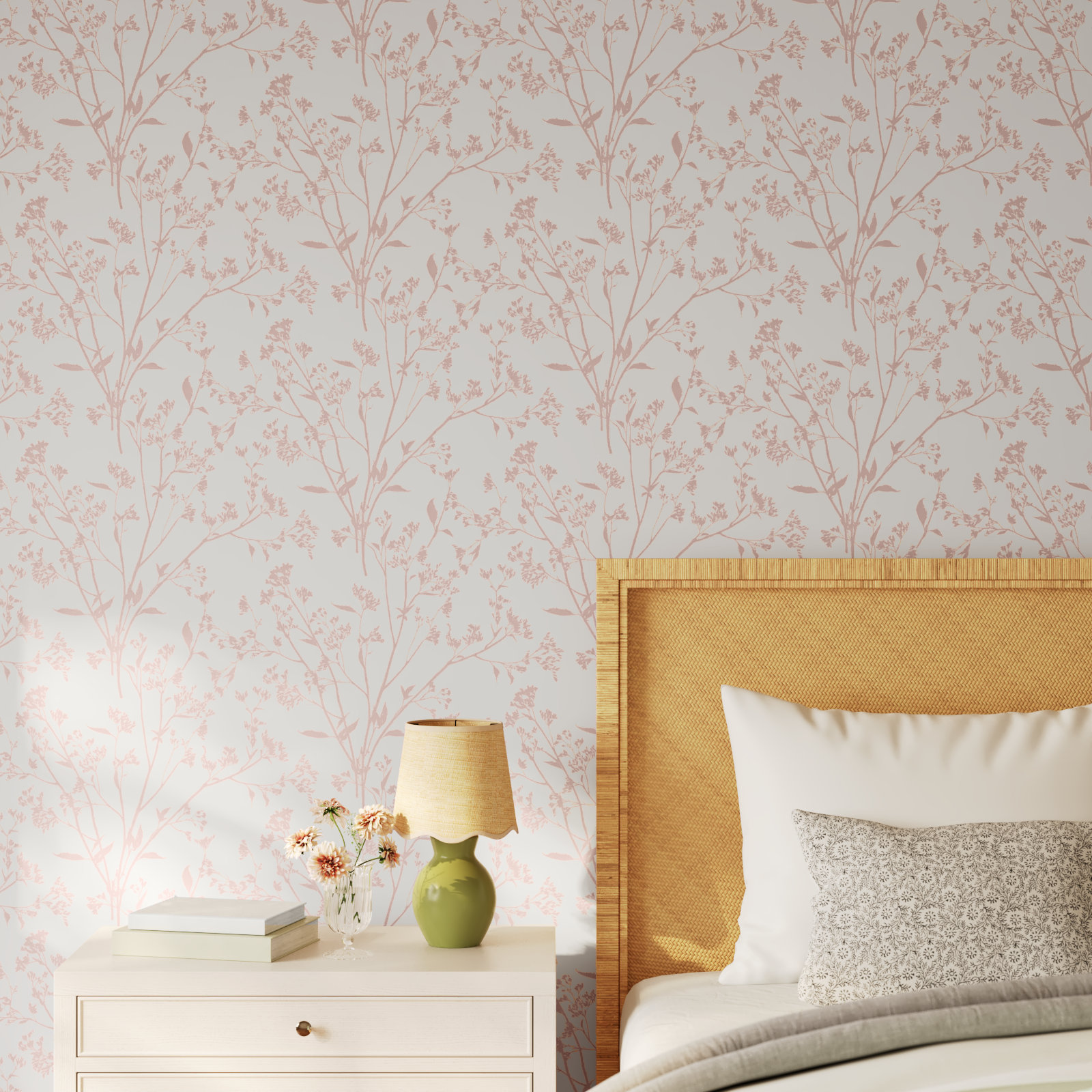 Stormi Modern Floral Wallpaper, Blush