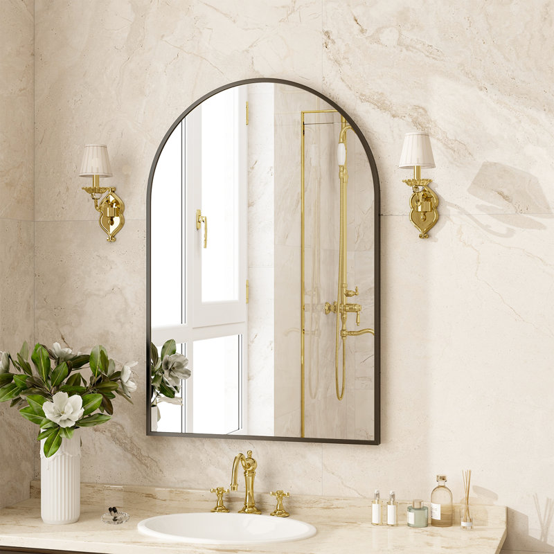 Miroir de salle de bain Yazlen Cornelia, Noir, 36 po x 24 po
