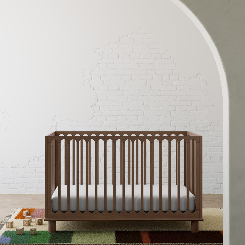 Sicily Deluxe 3-In-1 Convertible Crib With Bonus Toddler Guardrail, Hazelnut, Crib