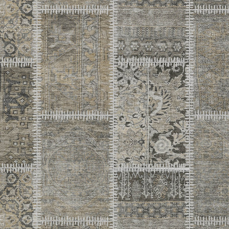 3' X 5' Taupe Beige And Tan Patchwork Washable Indoor Outdoor Area Rug
