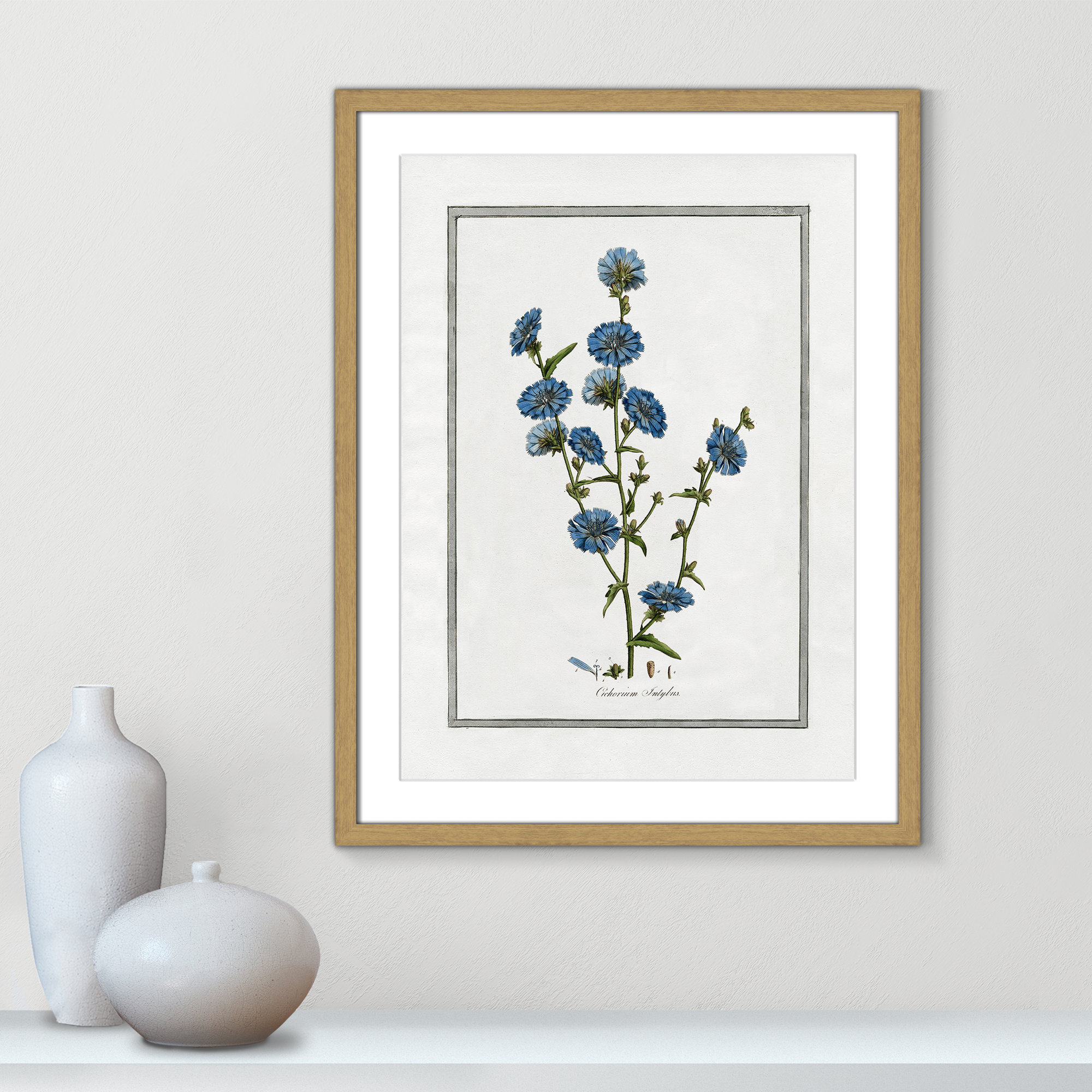 Soft Botanical I - Framed Art Full Bleed, 17" W x 23" H, Natural Framed