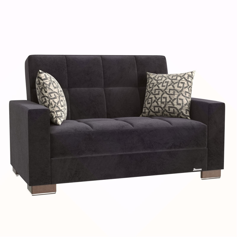 Causeuse convertible avec rangement en microfibre pour petits espaces Primenest Collection Zenaero, Tissu noir